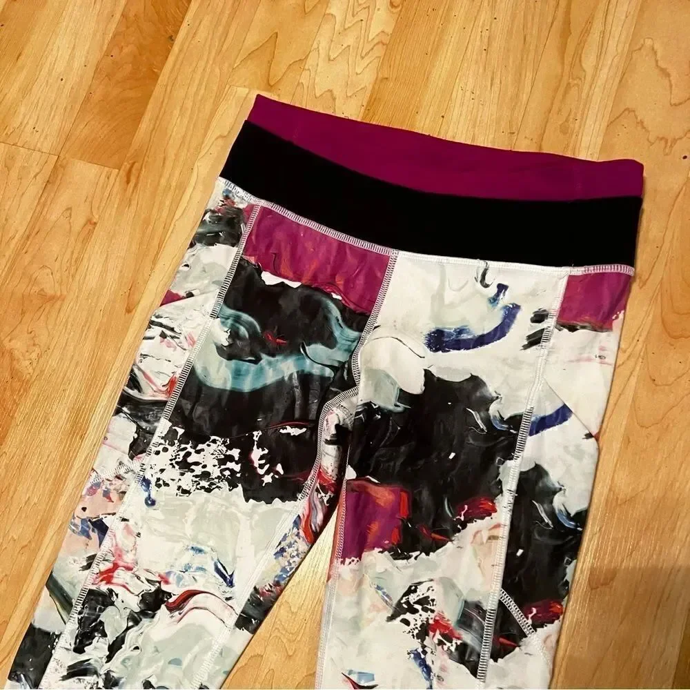Lululemon Multi-Color Purple Black and White Speed Tight III Women’s 4